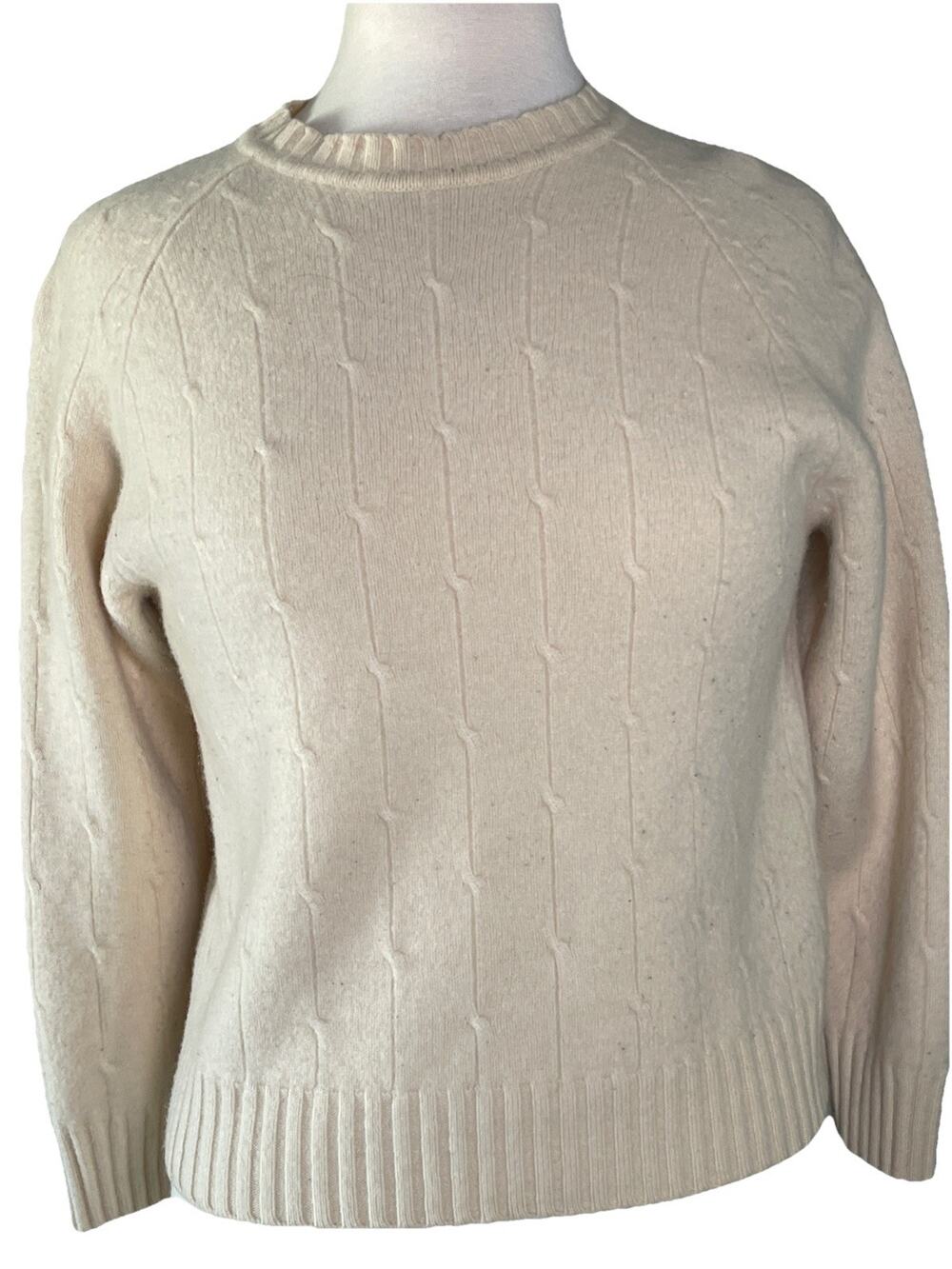 Callaway Golf - 100% Cashmere Women's Cable Knit Sweater Cream Color Small